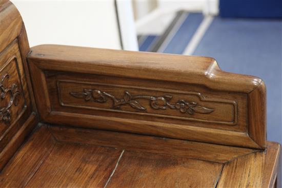 A Chinese hardwood bench, 19th century, W.6ft 2in. D.2ft H.2ft 8in.